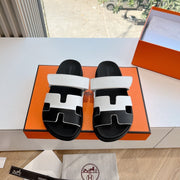 HM Chypre Sandal White mix Black Calfskin 202816