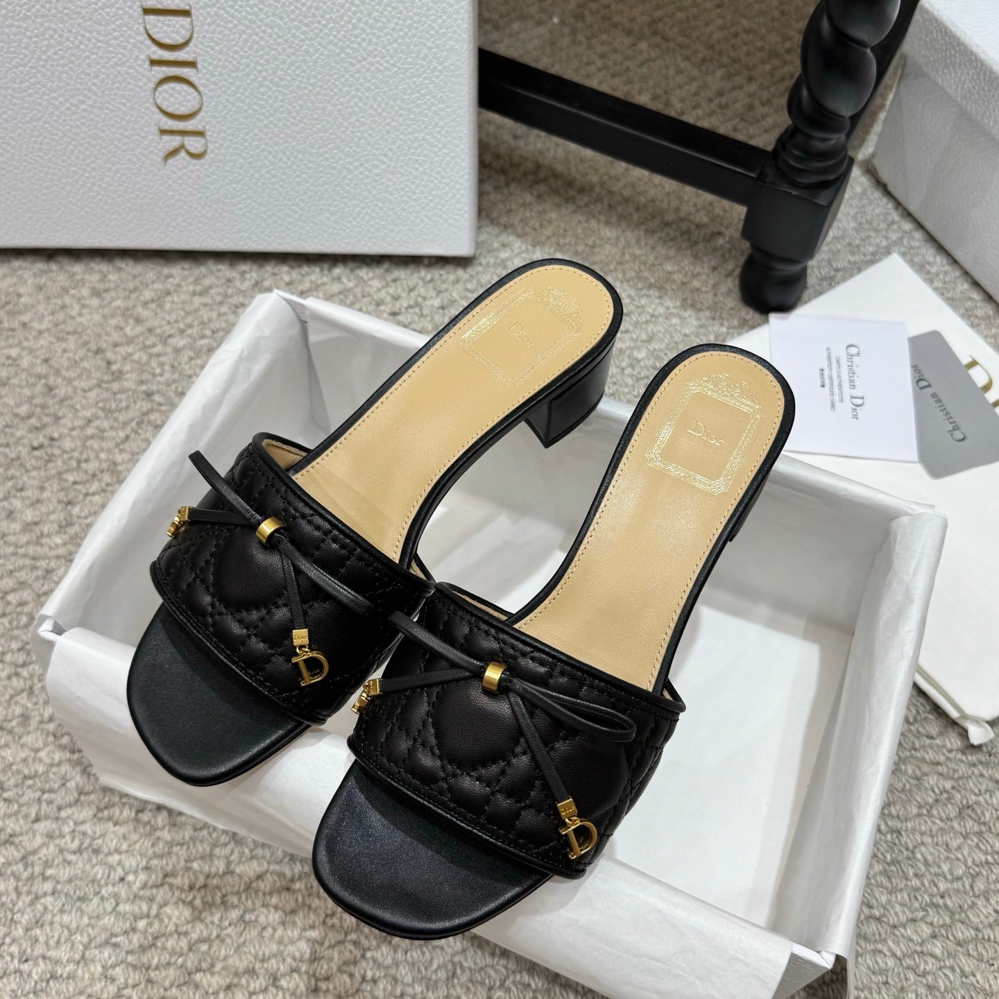 Dior 2026 Cannage Heeled Slide Sandal Sheepskin 932161