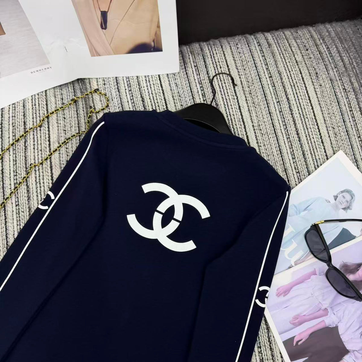 Chanel 2025 Long-sleeved Top Blue Cotton 318956