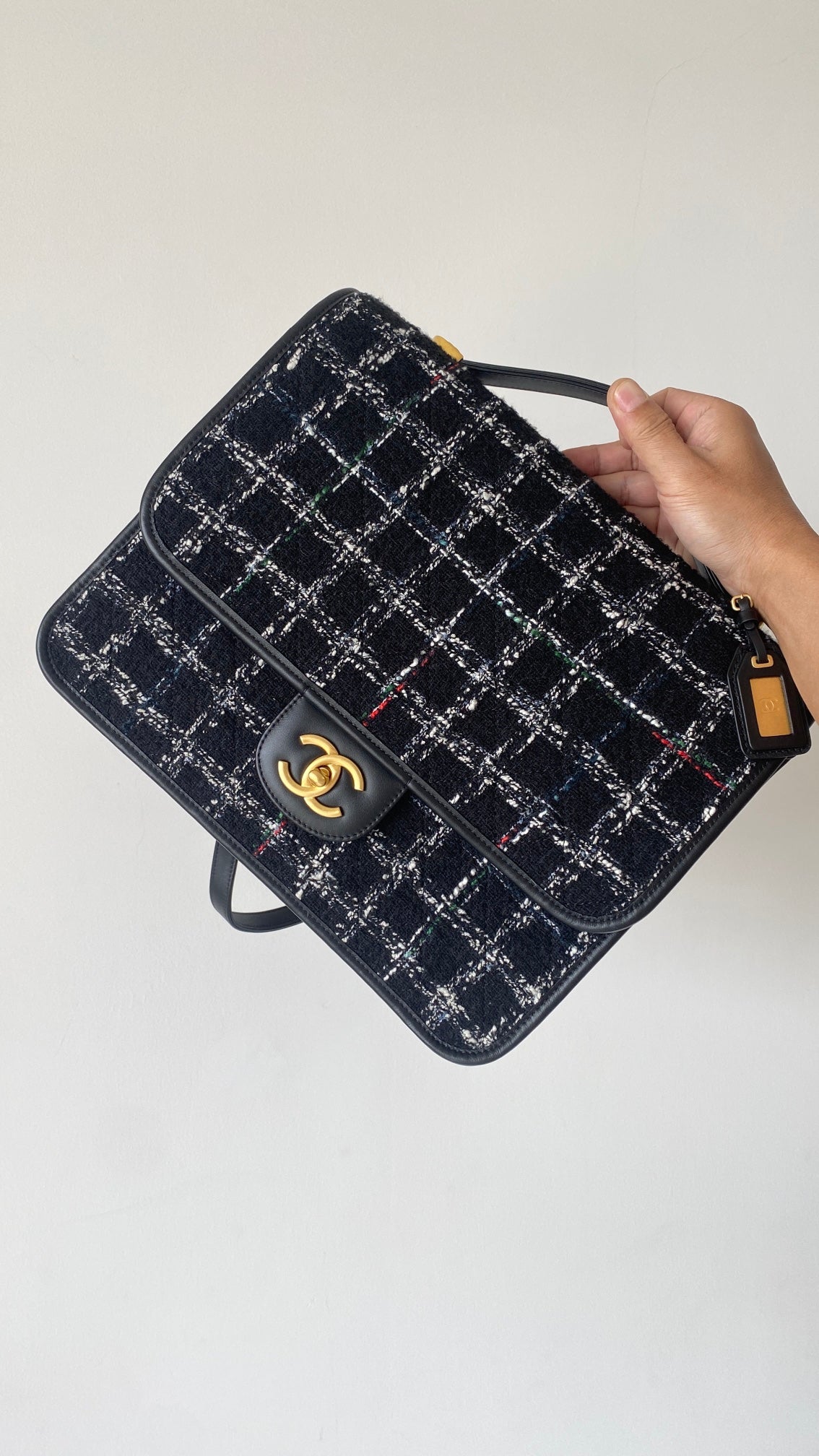 CC 2025 Tweed School Memory Mini Top Handle Flap Black