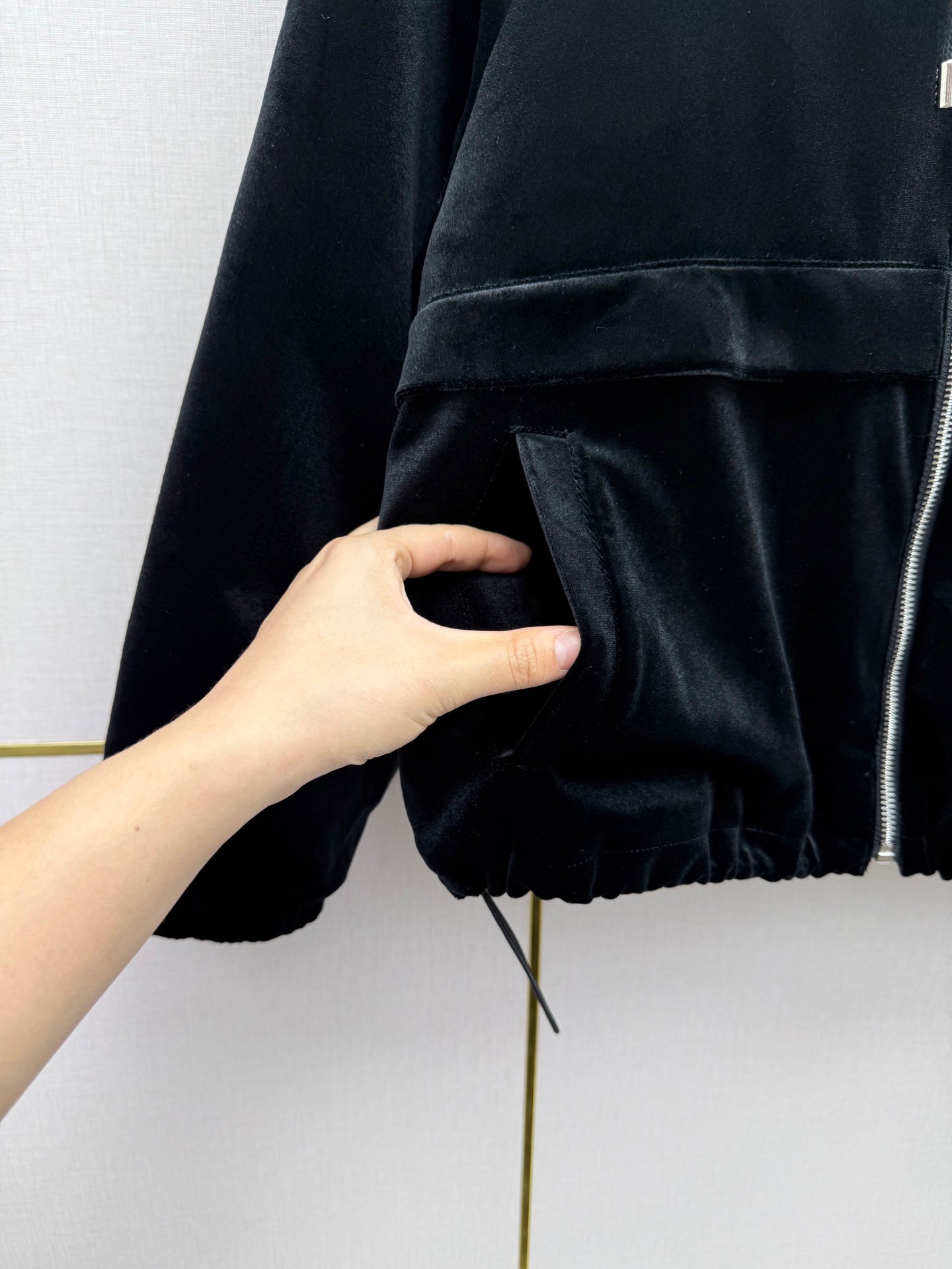 Prada 2025 Hooded Jacket Black Silk Velvet