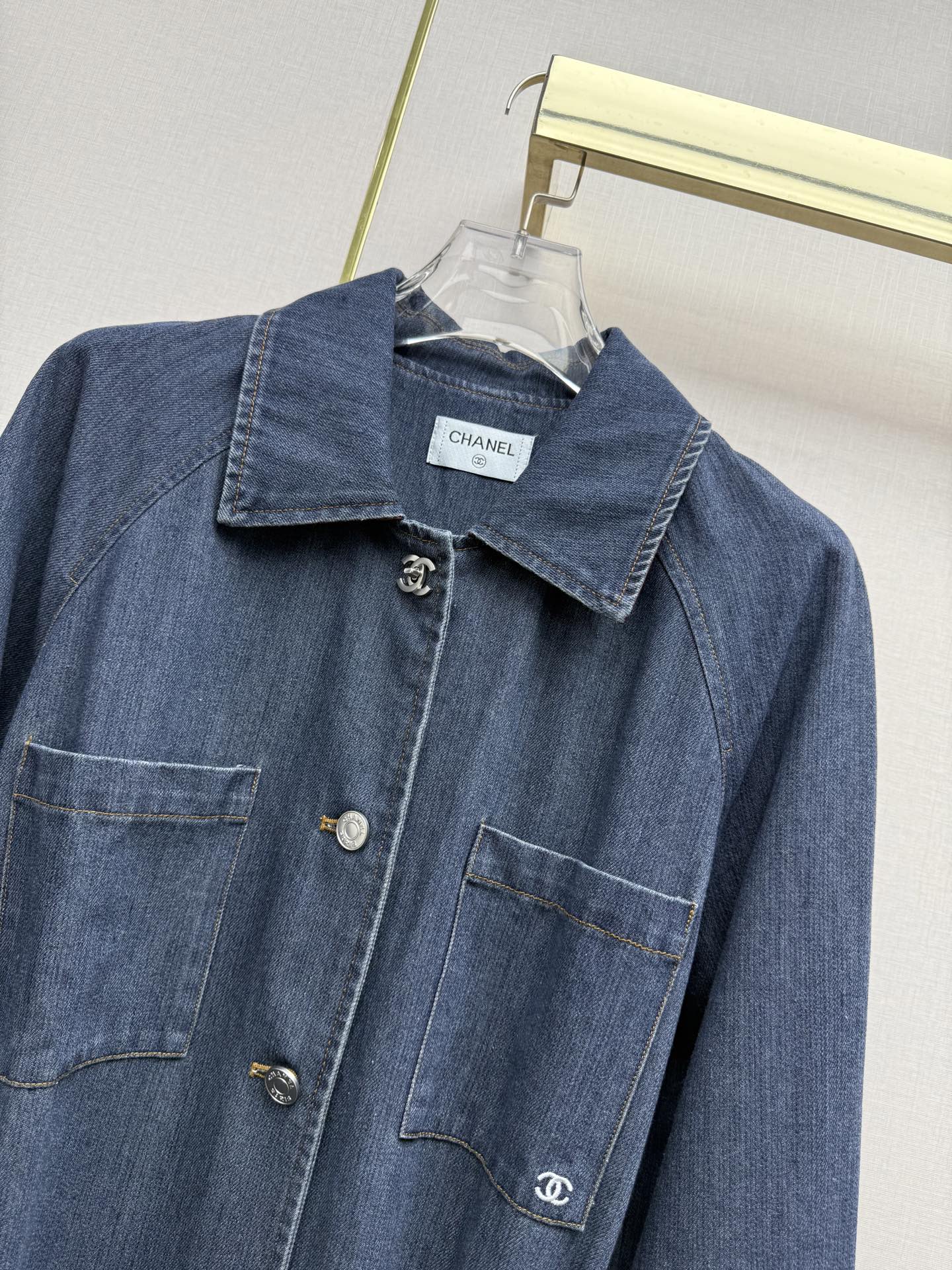 Chanel 2026 Denim Long Coat Blue Cotton 771515