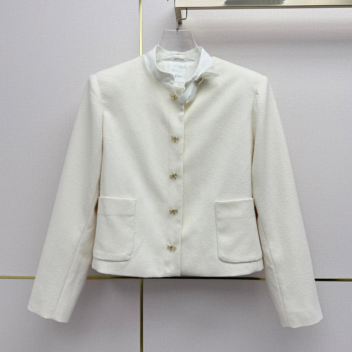Dior 2026 Stand Collar Jacket White Wool 425720