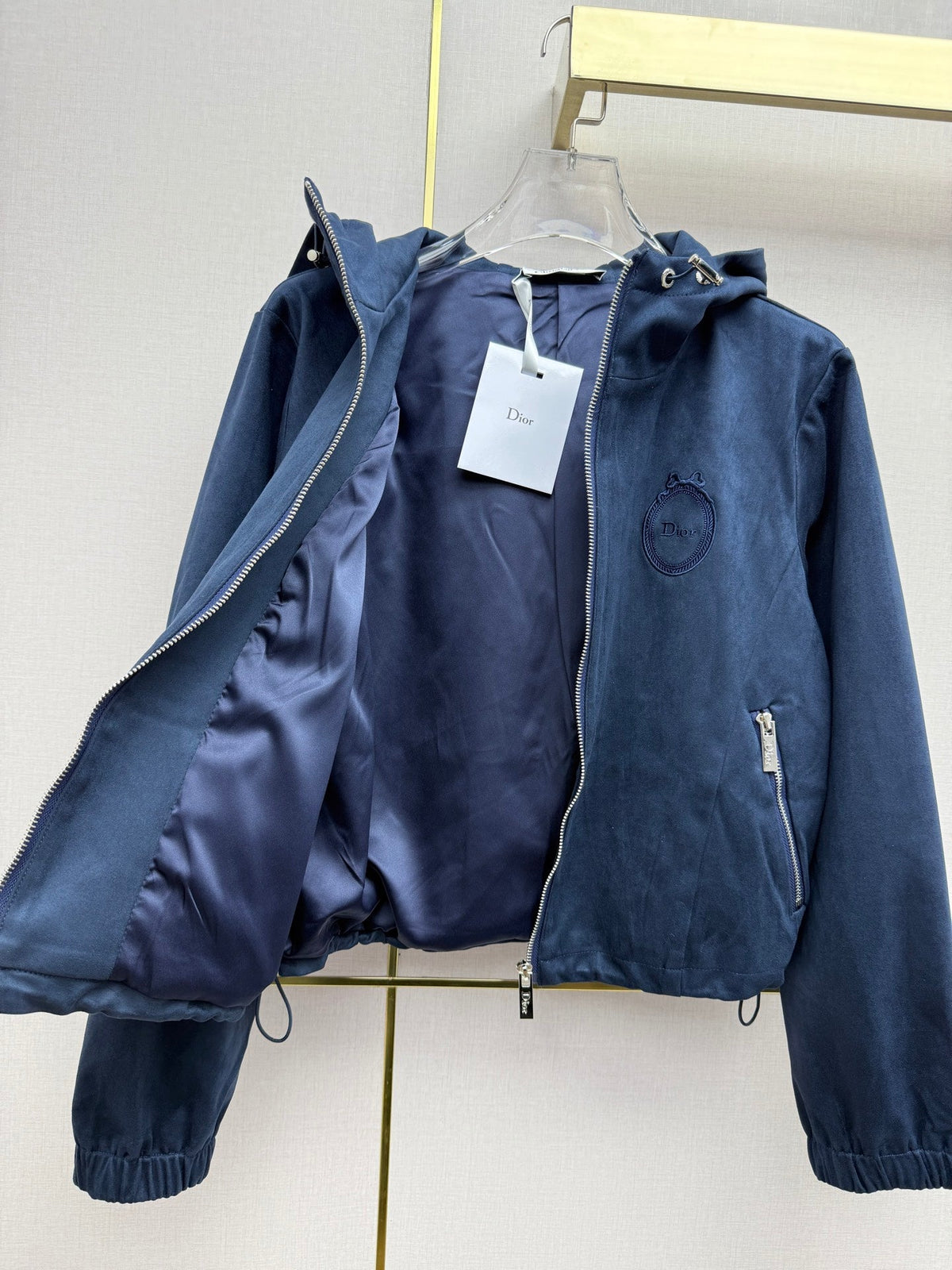 Dior 2026 Medaillon Hooded Trench Coat Suede 437679