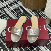 GC 25s flat sandals sliver metallic leather