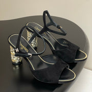 CC 25p Slingback Heel 8cm Black Suede