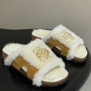 Loewe x Birkenstock slippers white tan further