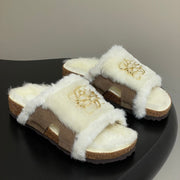 Loewe x Birkenstock slippers white brown further