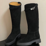 HM Jumping Boots Black Kelly Buckle Suede 423267