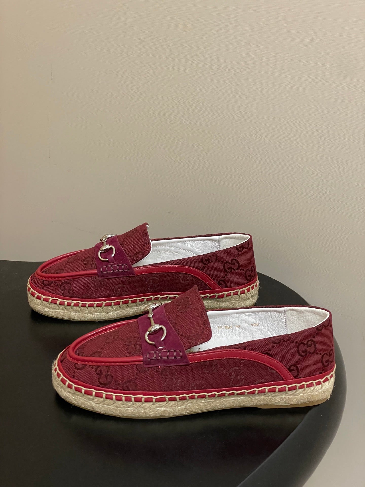 GG 26ss Slip-on Loafers Red  Double G Canvas 593493