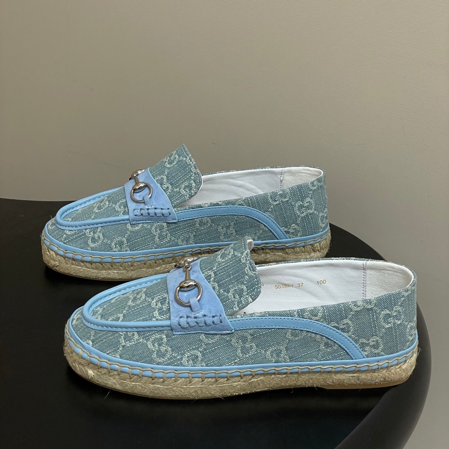 GG 26ss Slip-on Loafers Light Blue Denim 593494