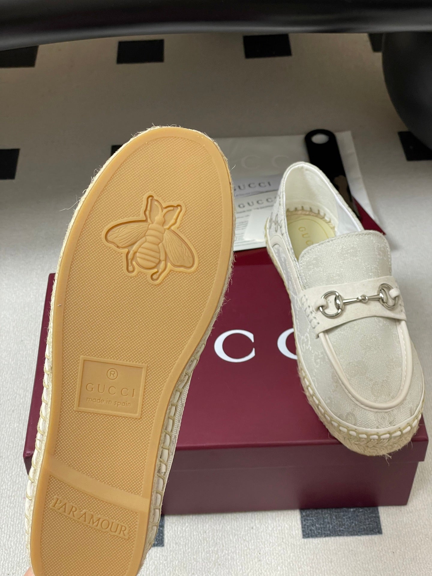 GG 26ss Slip-on Loafers Ivory Denim 593495