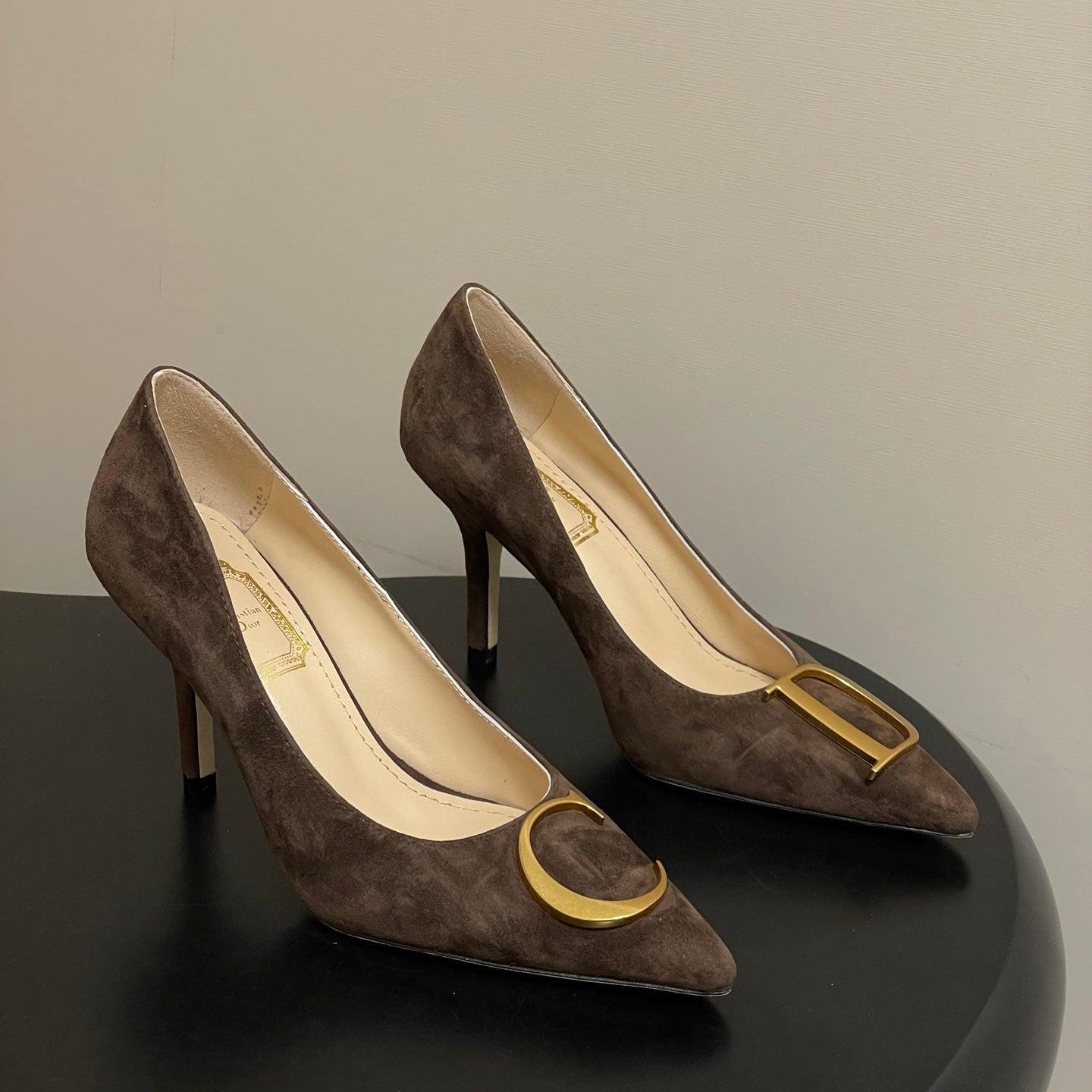 CD 26 High-Heeled 85 Pumps Dark Brown Suede 593594
