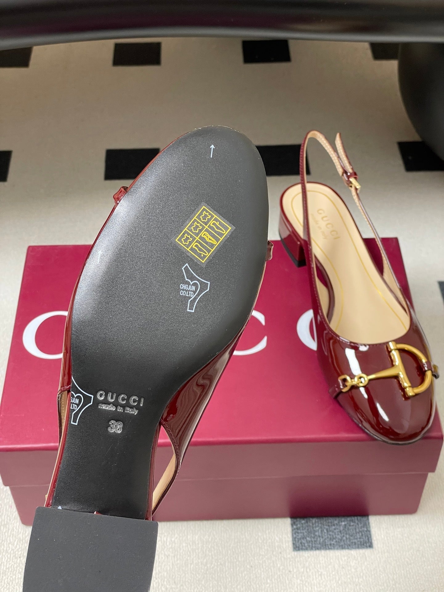 GG 26ss Big D Half HorseBit Mary Jane Dark Red Patent Leather 593501