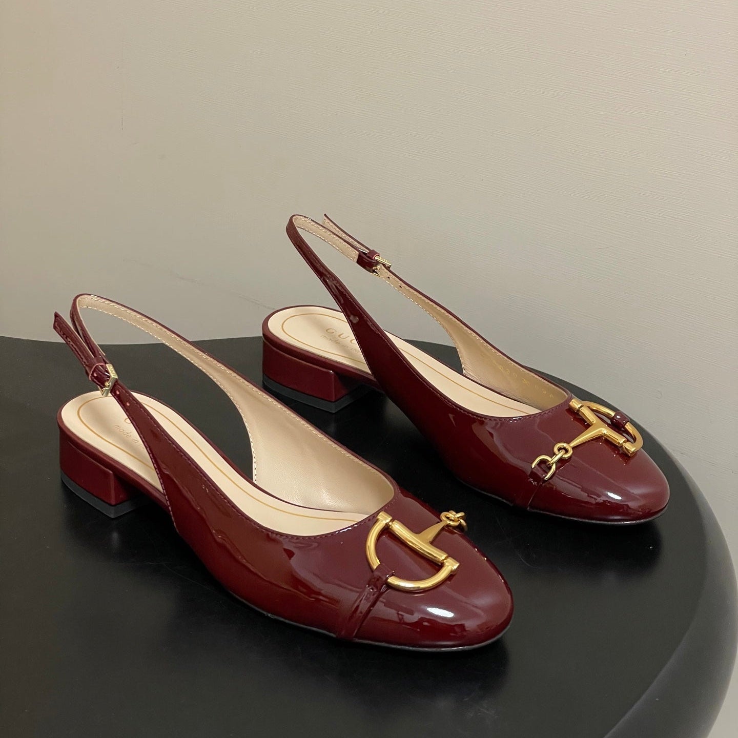 GG 26ss Big D Half HorseBit Mary Jane Dark Red Patent Leather 593501