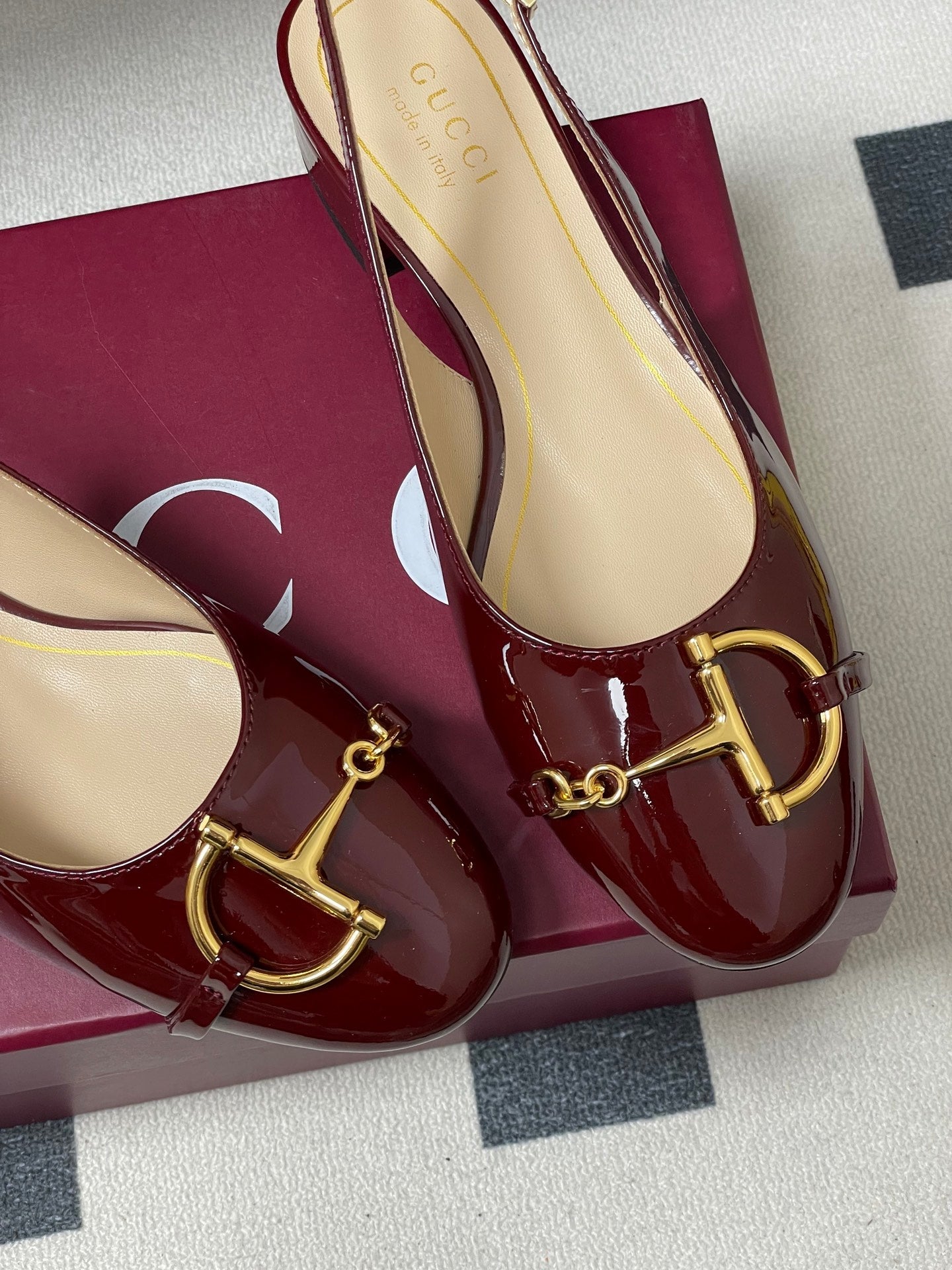 GG 26ss Big D Half HorseBit Mary Jane Dark Red Patent Leather 593501