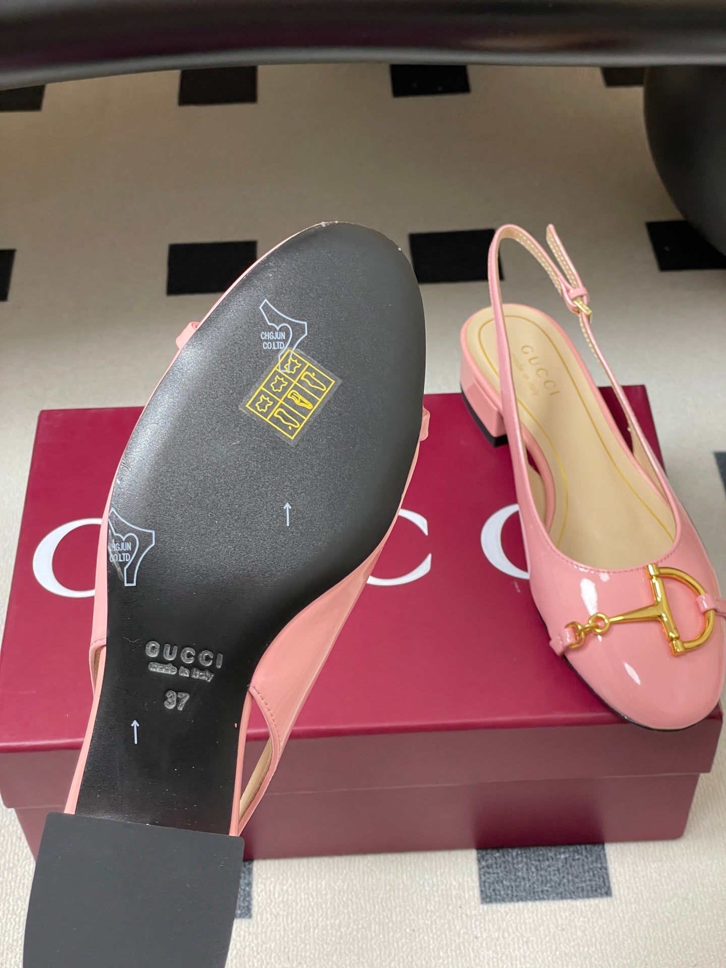 GG 26ss Big D Half HorseBit Mary Jane Pink Patent Leather 593502