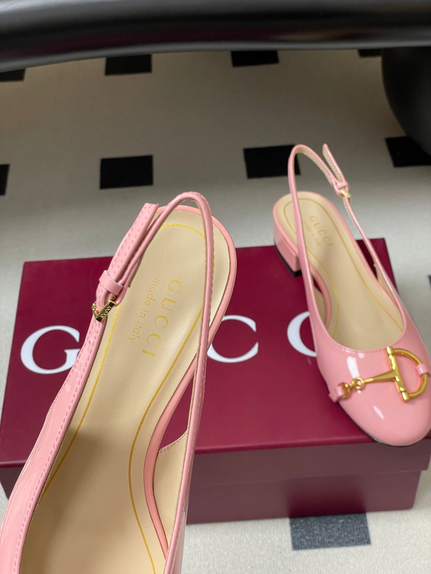 GG 26ss Big D Half HorseBit Mary Jane Pink Patent Leather 593502