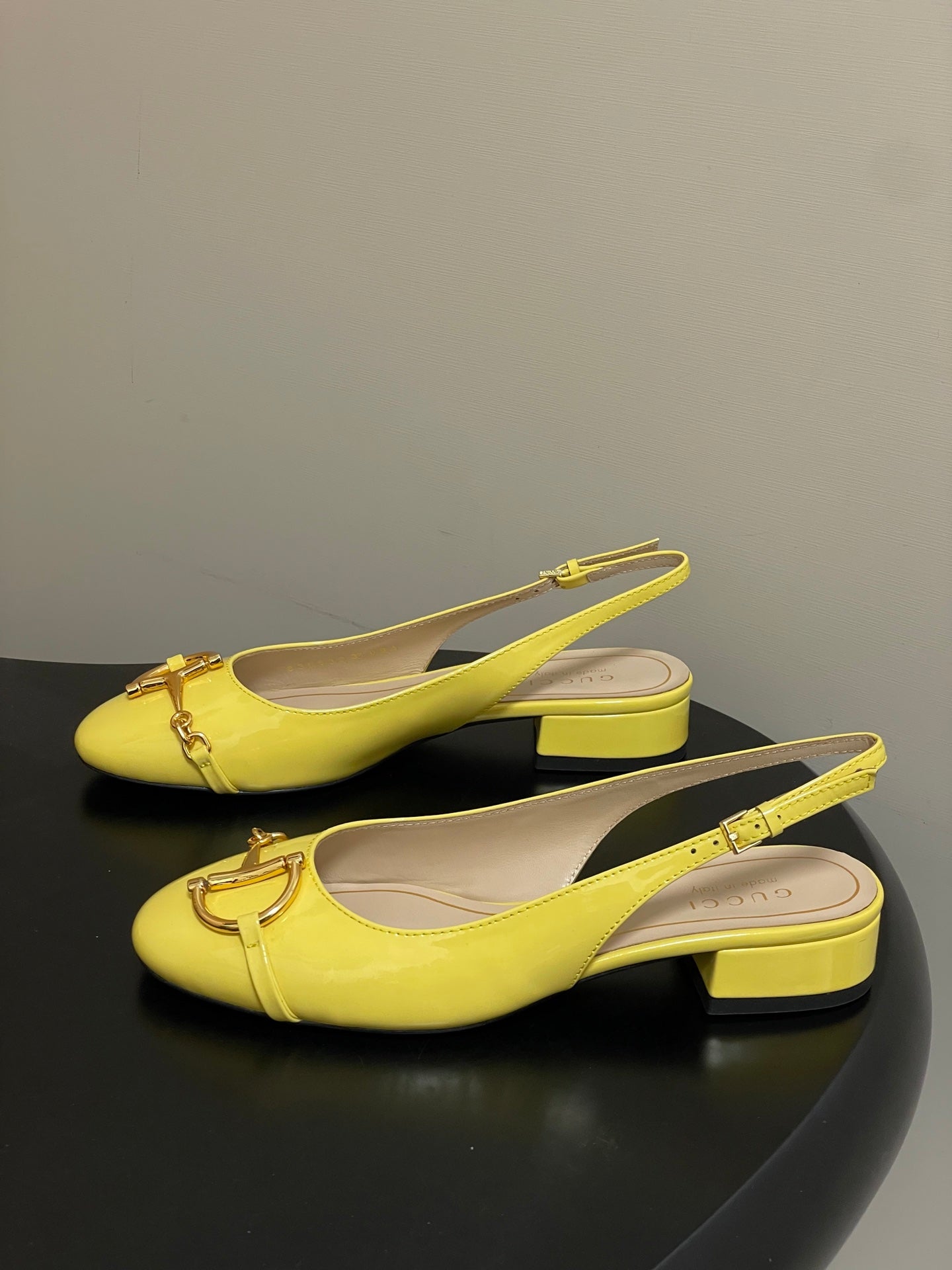 GG 26ss Big D Half HorseBit Mary Jane Yellow Patent Leather 593503