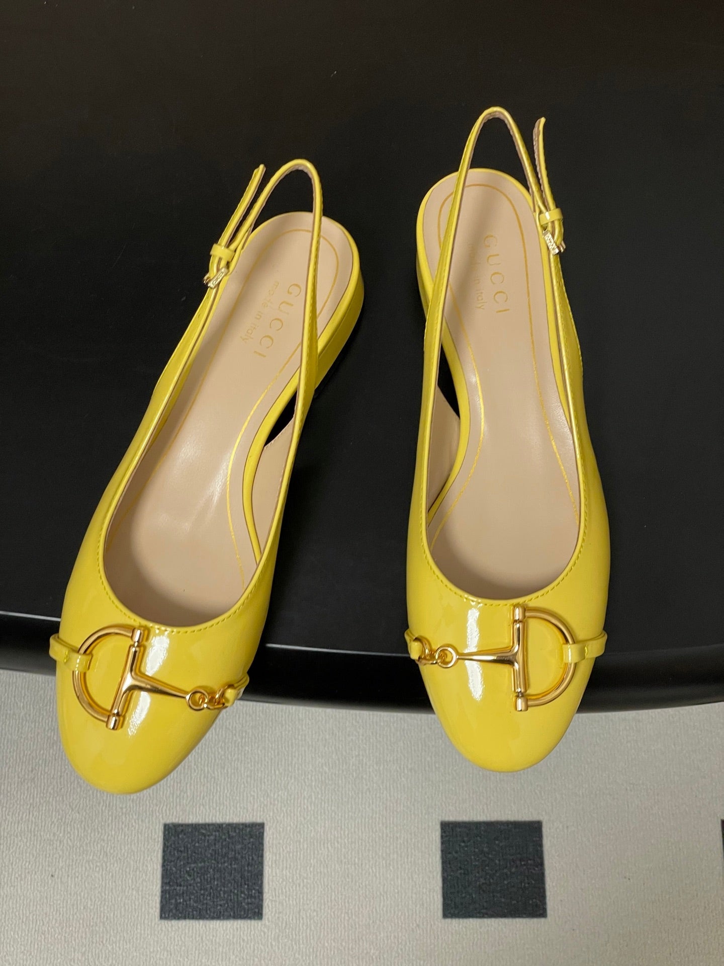 GG 26ss Big D Half HorseBit Mary Jane Yellow Patent Leather 593503