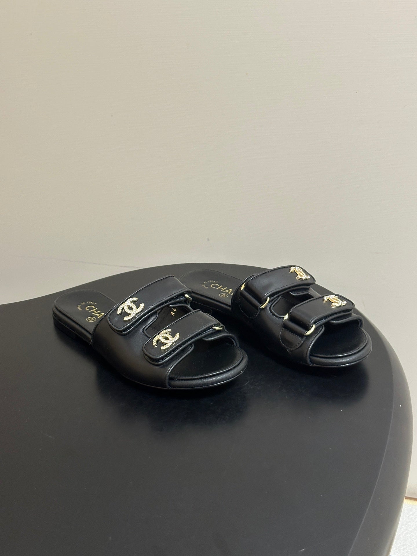 Chanel 2026 Crystal Logo Flat Sandal Sheepskin 229731