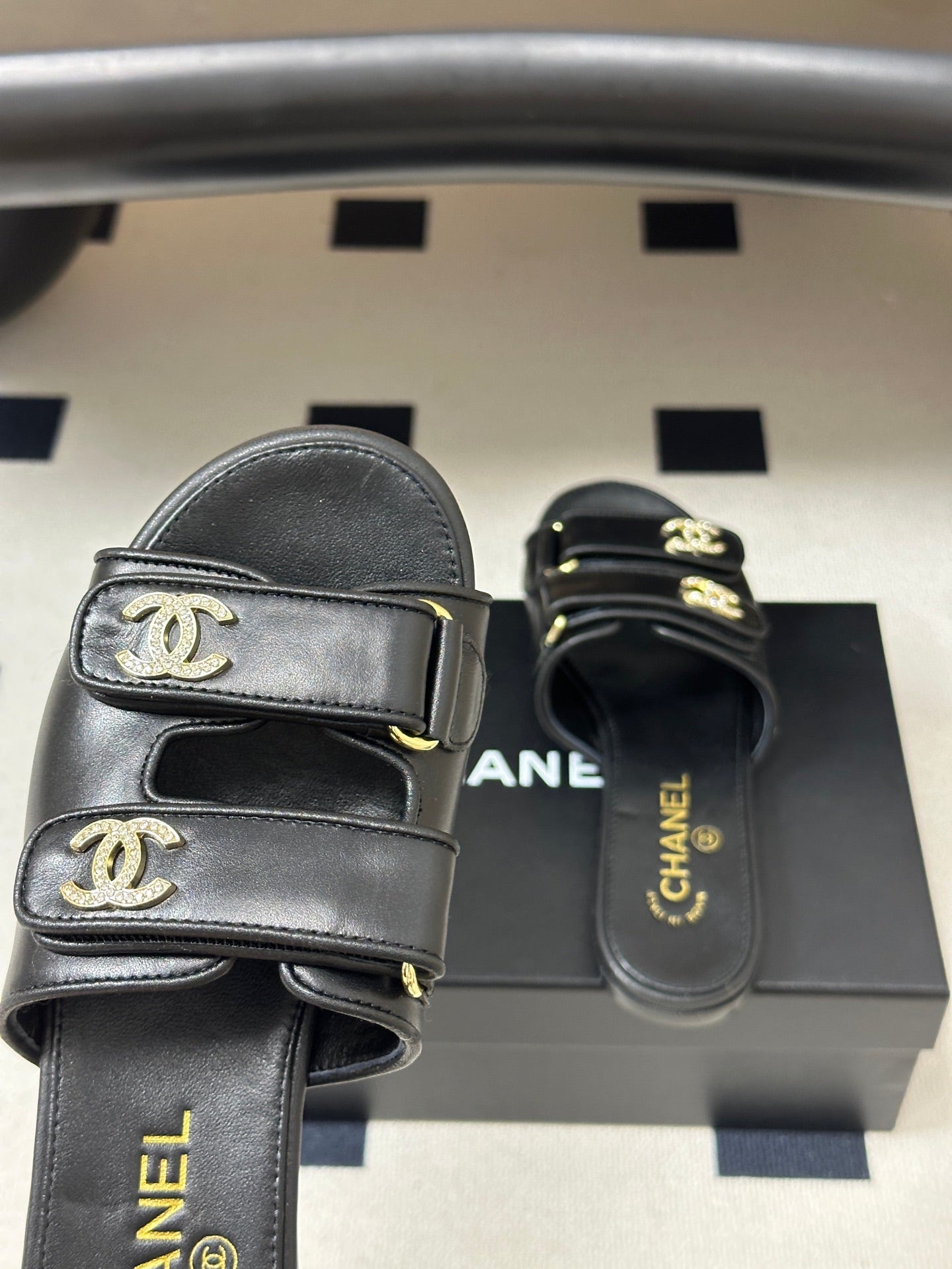 Chanel 2026 Crystal Logo Flat Sandal Sheepskin 229731