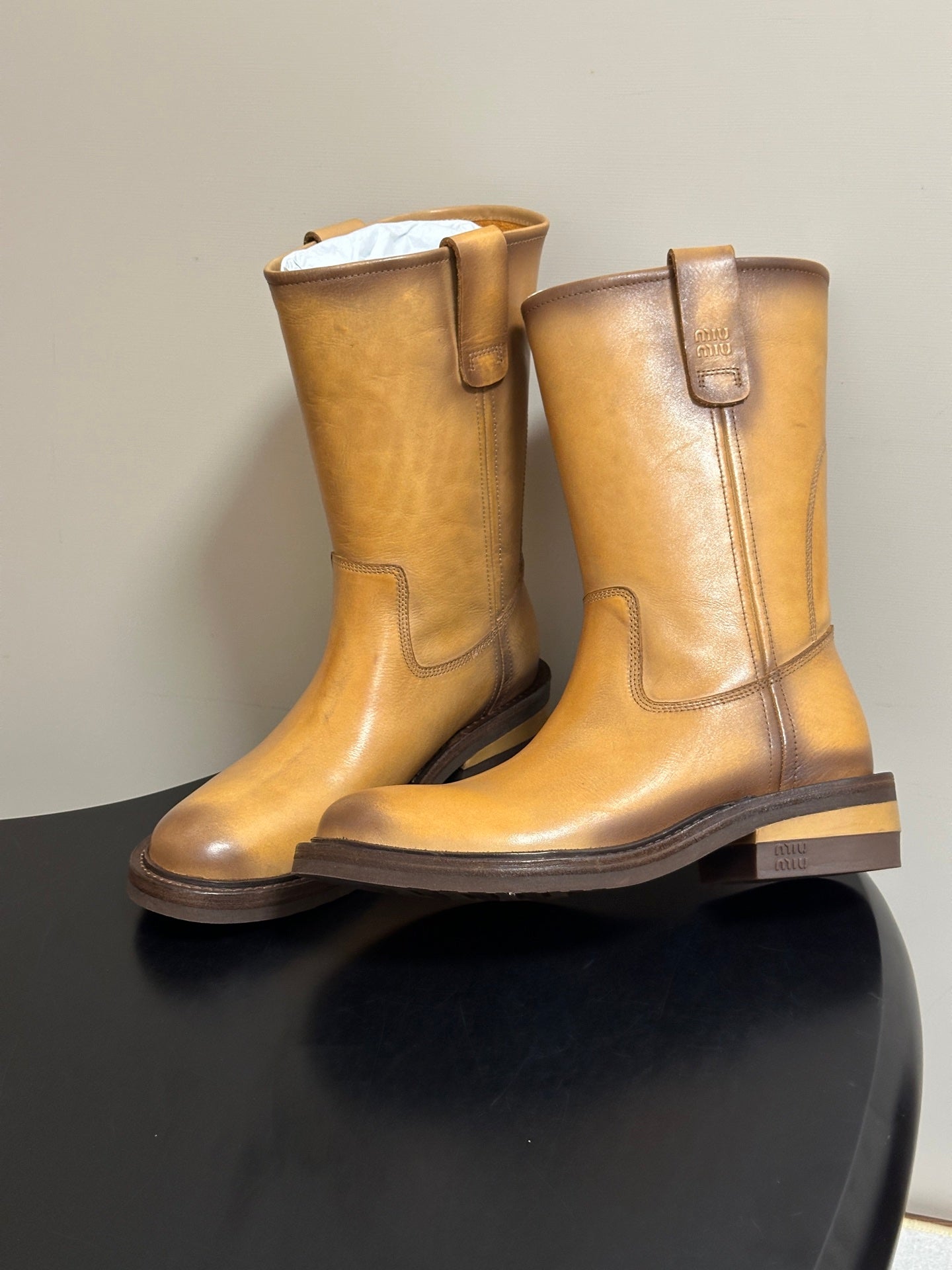 Miu Miu 2026 Foule Mid-Calf Boots Cowhide 994108