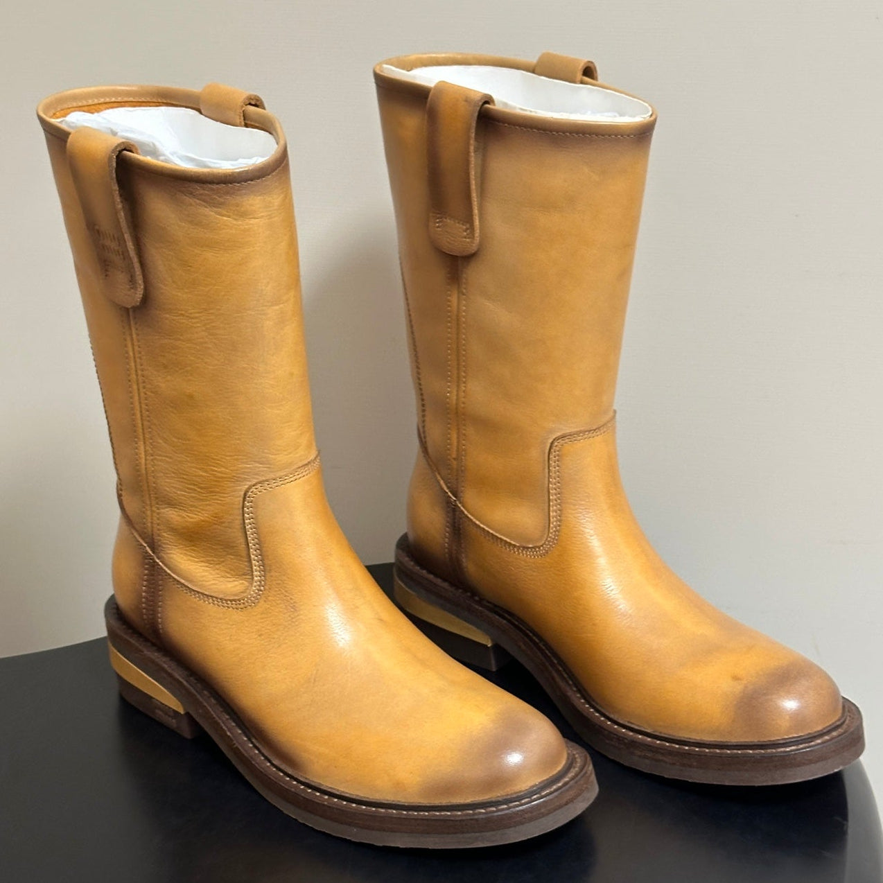 Miu Miu 2026 Foule Mid-Calf Boots Cowhide 994108