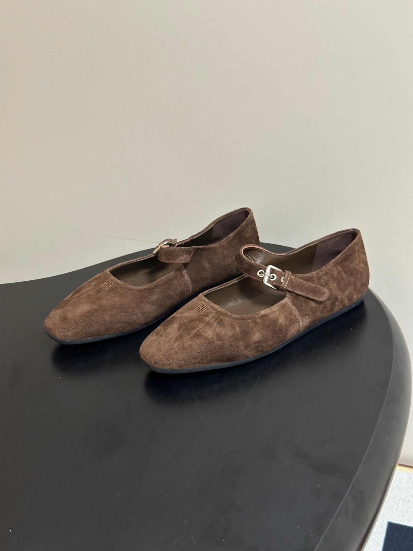 Miu Miu 2026 Square Toe Buckle Ballet Flat Suede 994191