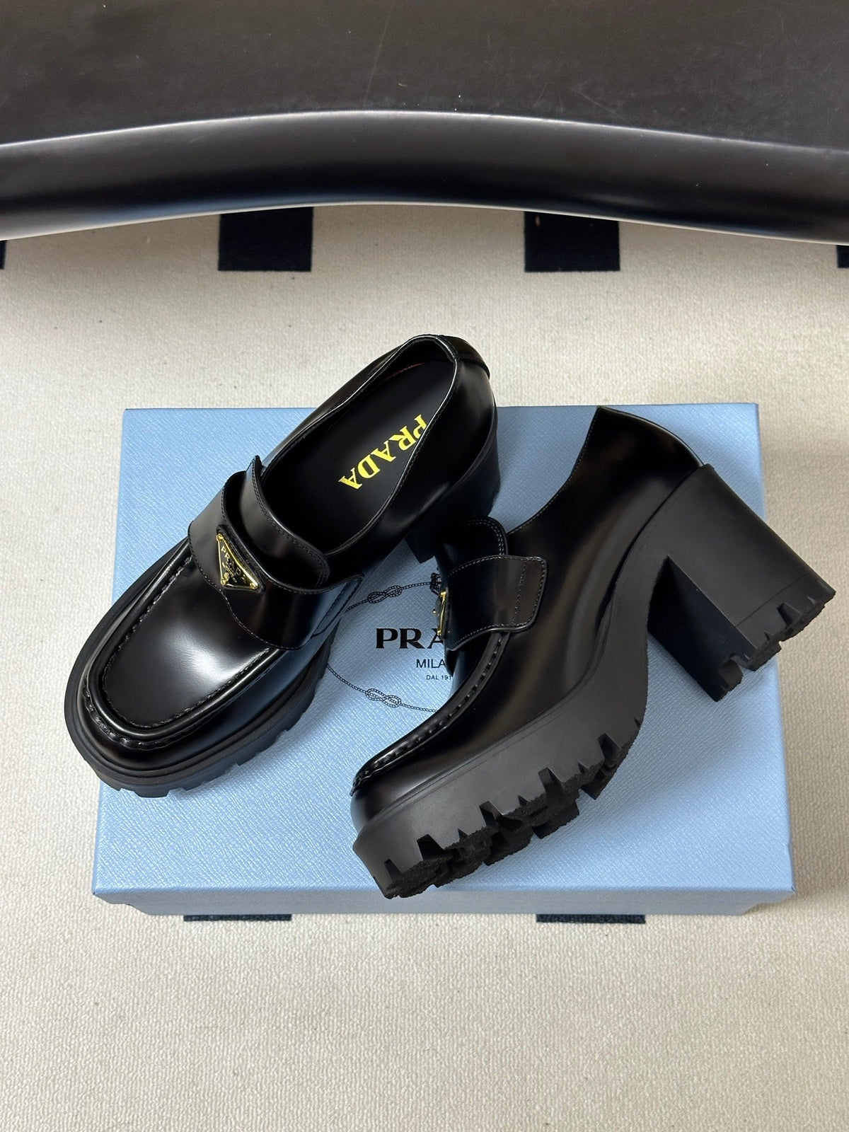 Prada 2026 Teak Loafers 85mm Cowhide 151271