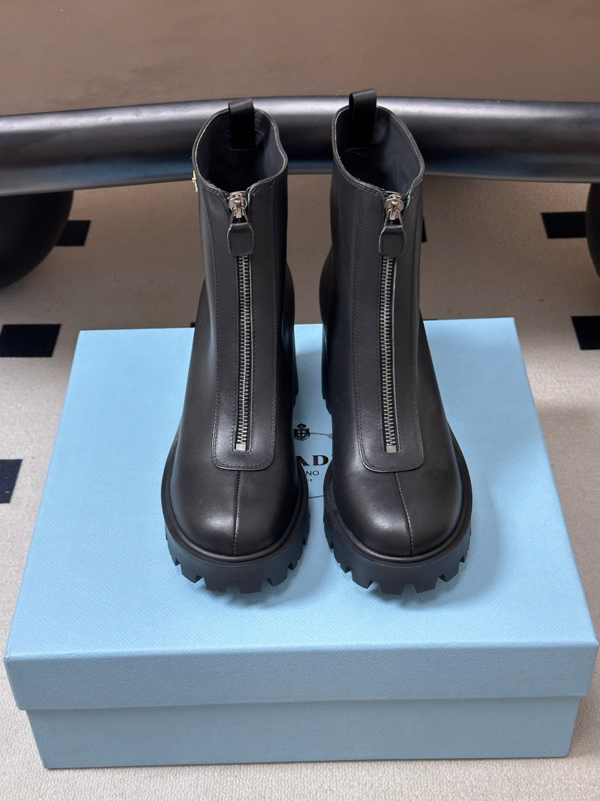 Prada 2026 Zipper Ankle Boots 85mm Suede Leather 151273