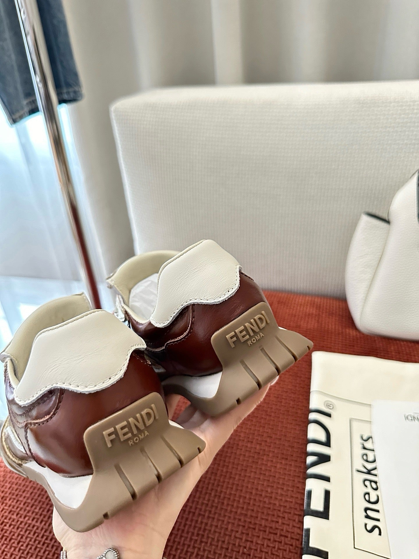 Fendi 2025 Wave Pulse Sneaker Silver Brown Suede Cowhide 562139