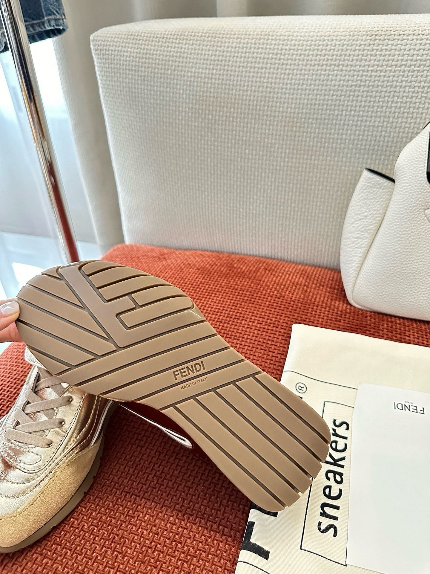 Fendi 2025 Wave Pulse Sneaker Silver Brown Suede Cowhide 562139