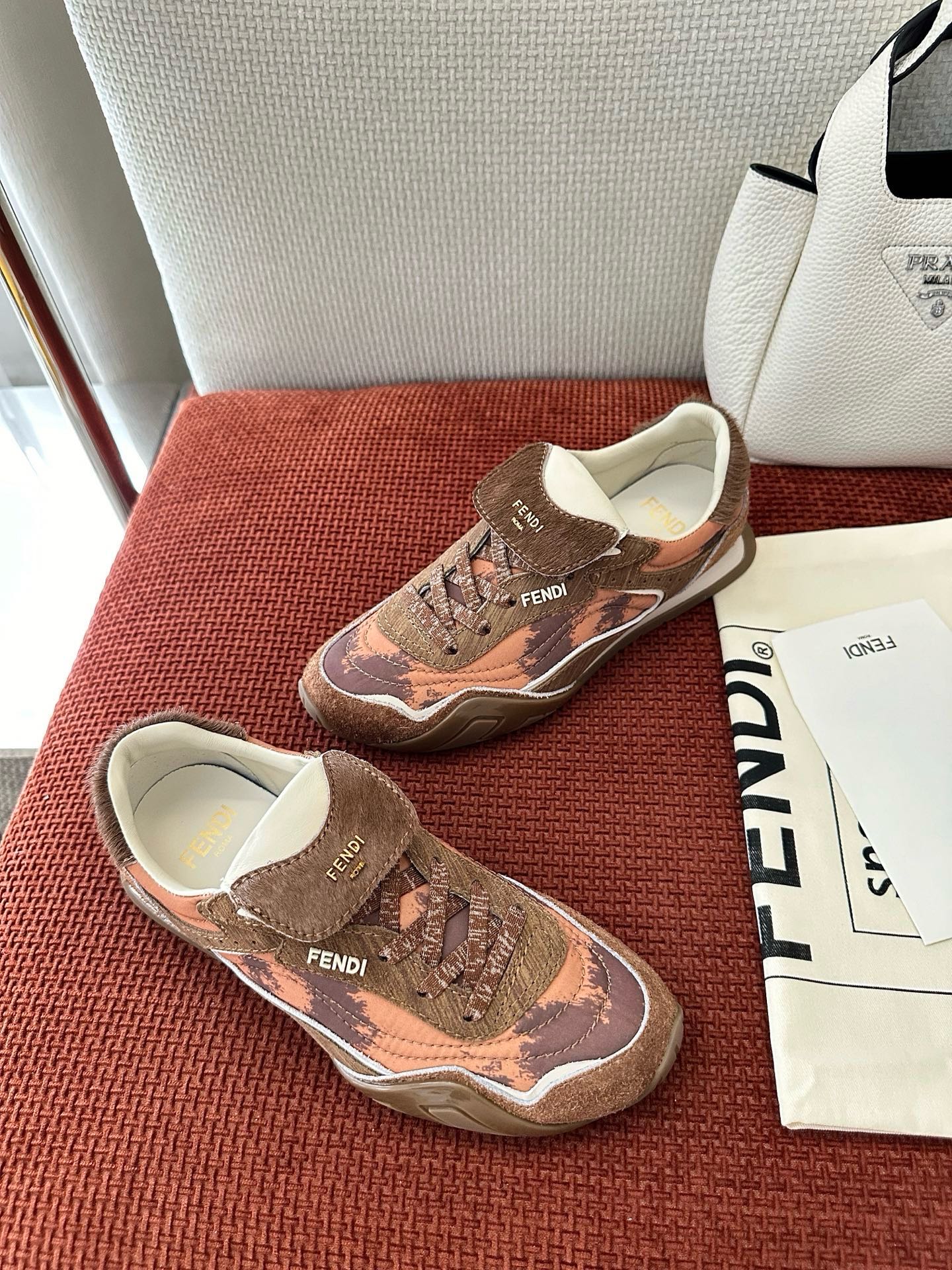 Fendi 2025 Wave Pulse Sneaker Brown Suede Cowhide 562137