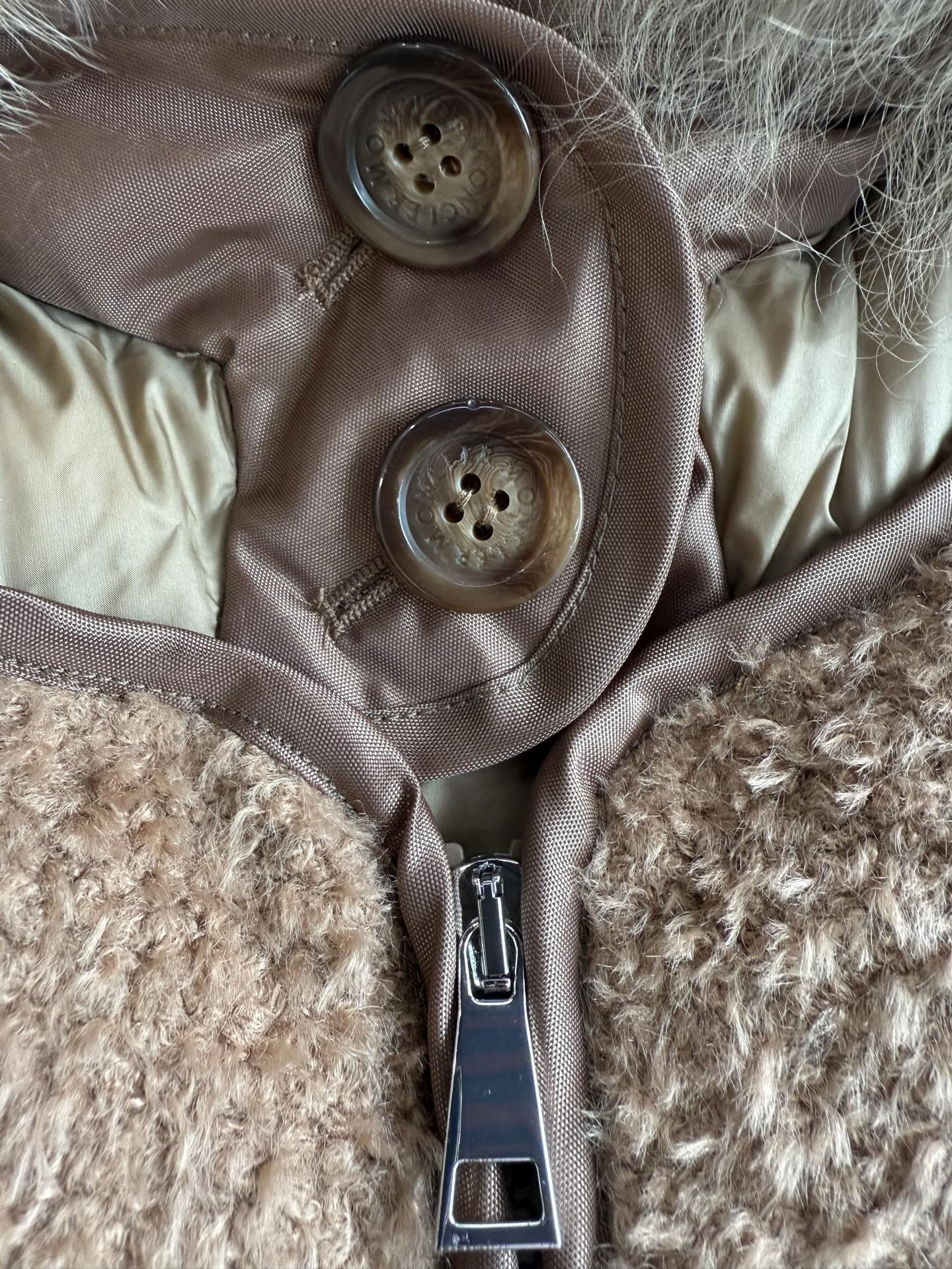 Moncler 2025 Marne Combo Puffer Jacket Brown Wool Down