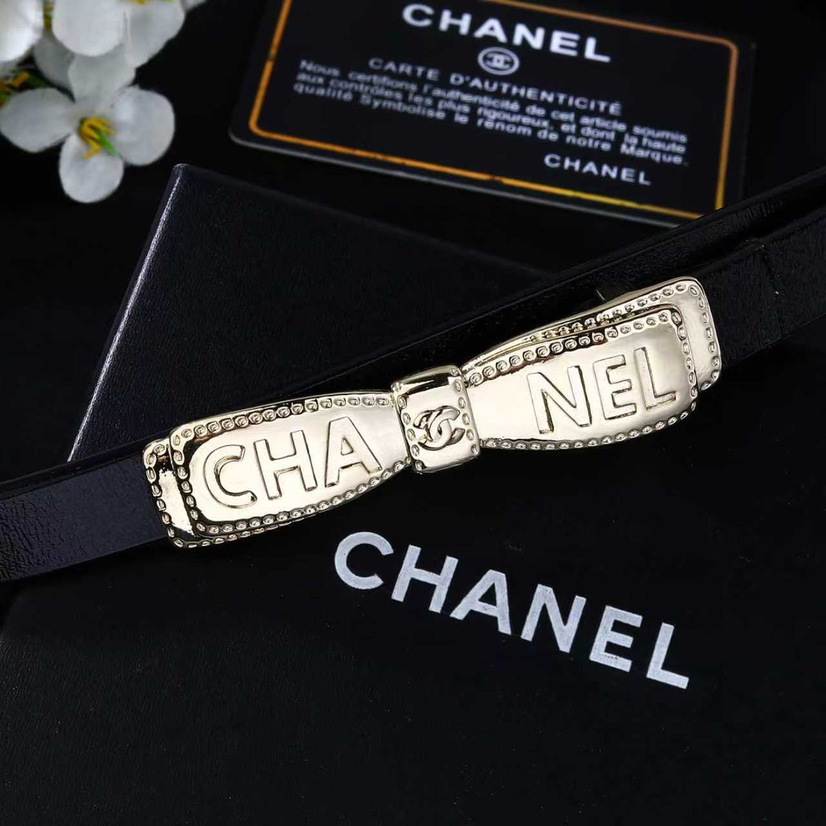 Chanel 2026 Bow Buckle Skinny Belt 15mm 200335
