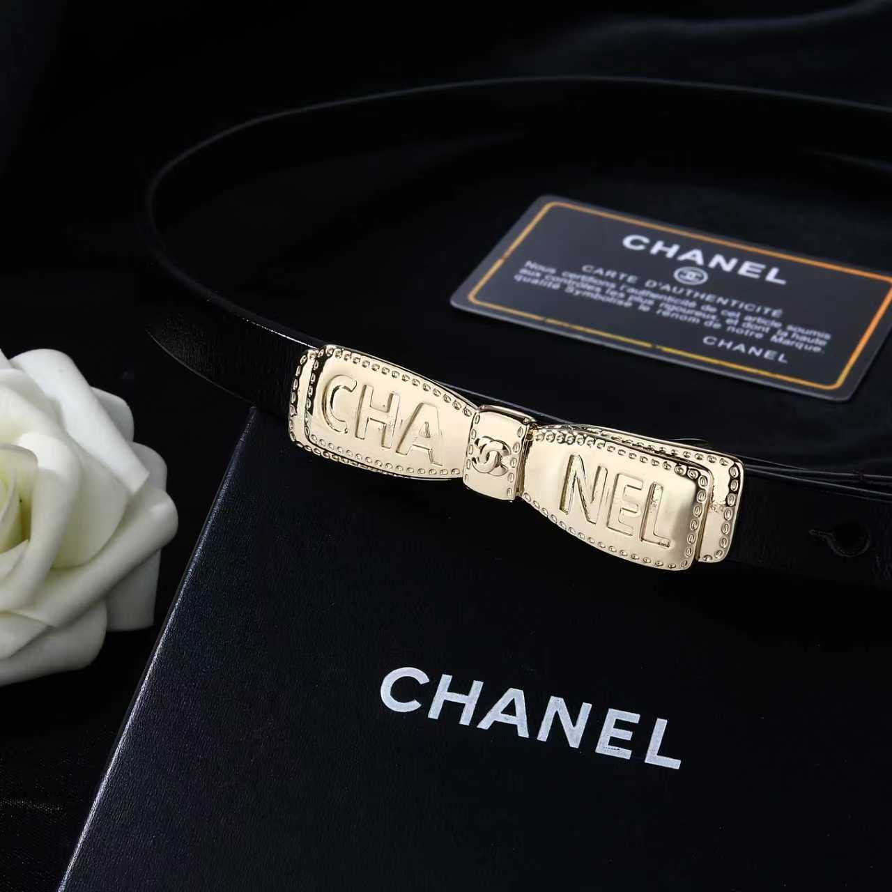 Chanel 2026 Bow Buckle Skinny Belt 15mm 200335