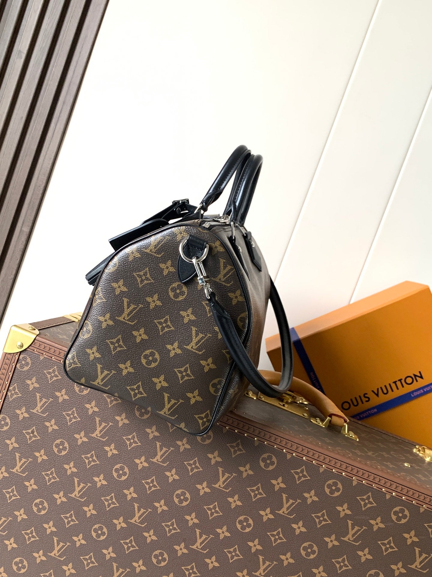 LV 2026 Speedy Soft Bag 30cm Brown Black Canvas Cowhide 364270
