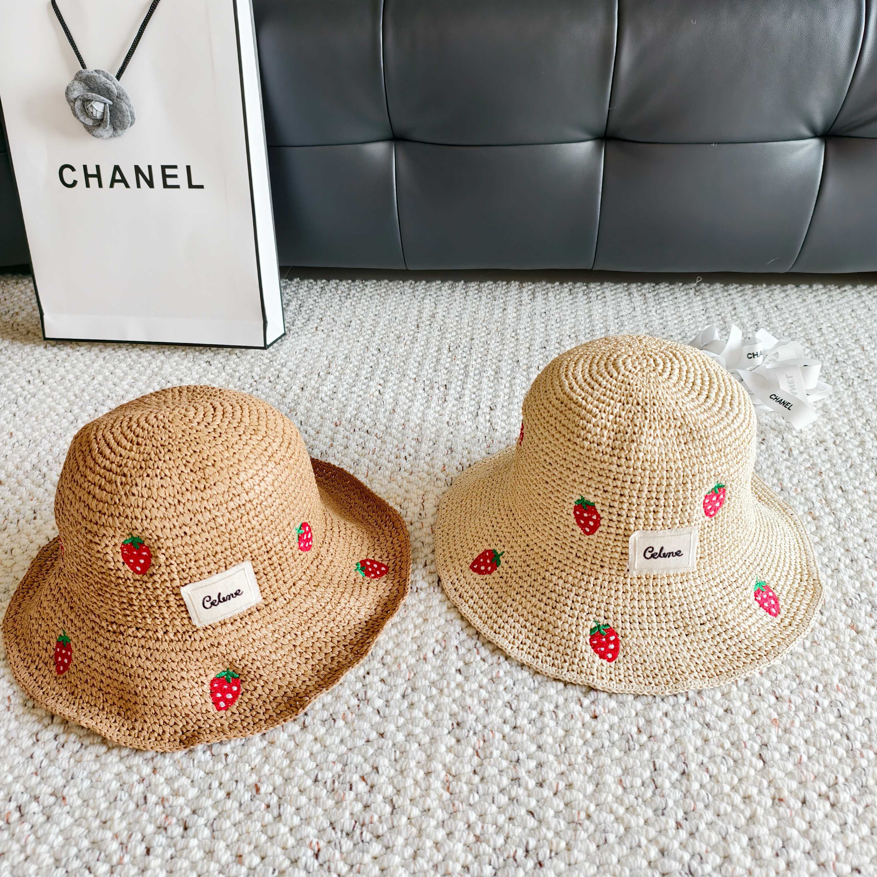 Celine Woven Strawberry Bucket Hat 400938
