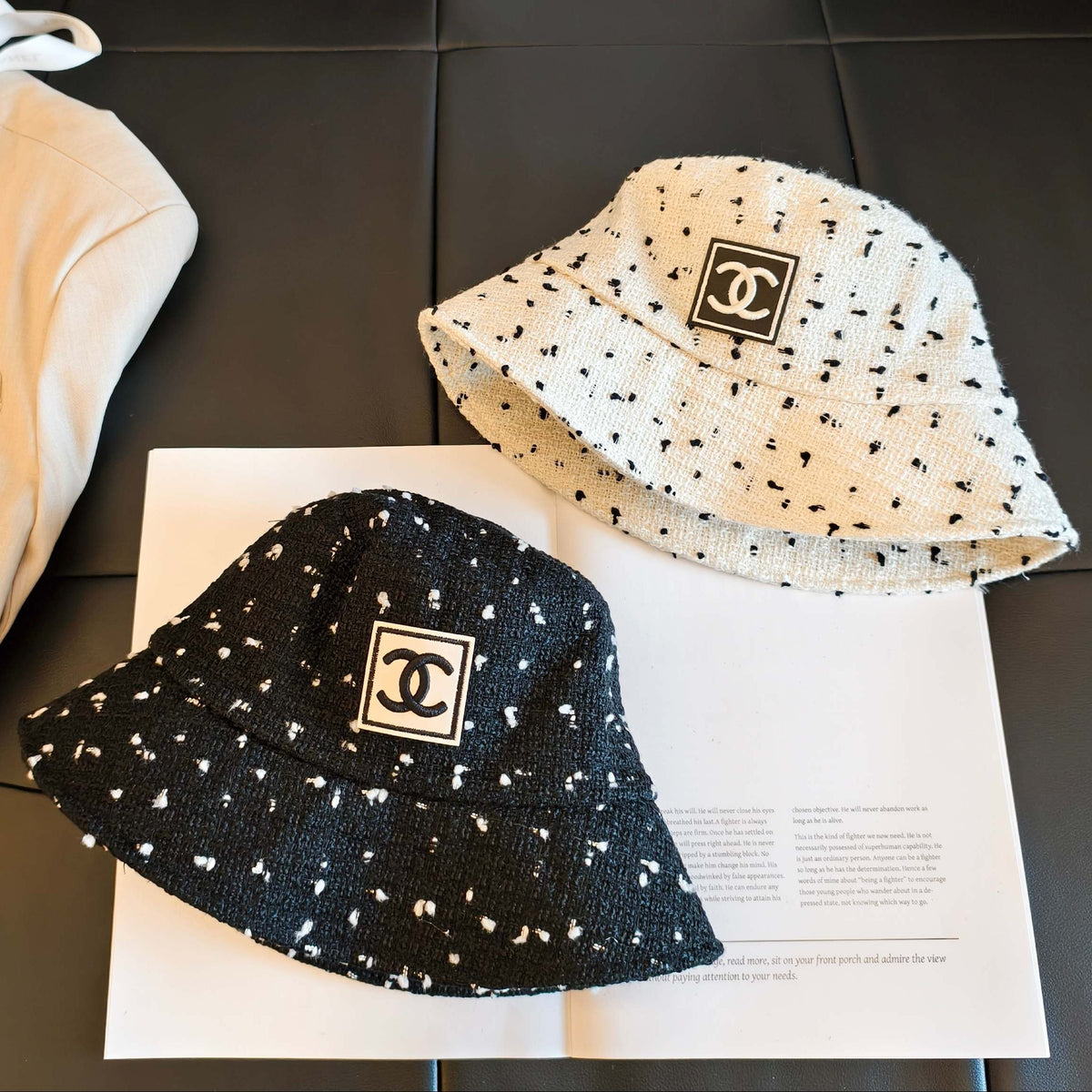 Chanel Polka Dot Knit Fisherman Hat 454075