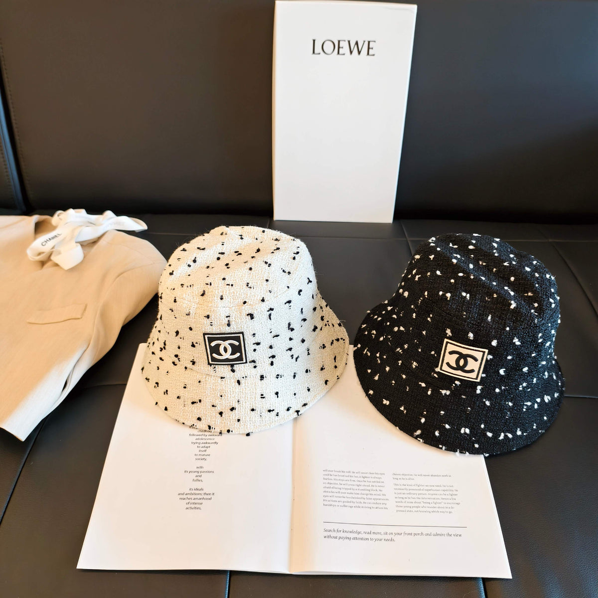 Chanel Polka Dot Knit Fisherman Hat 454075