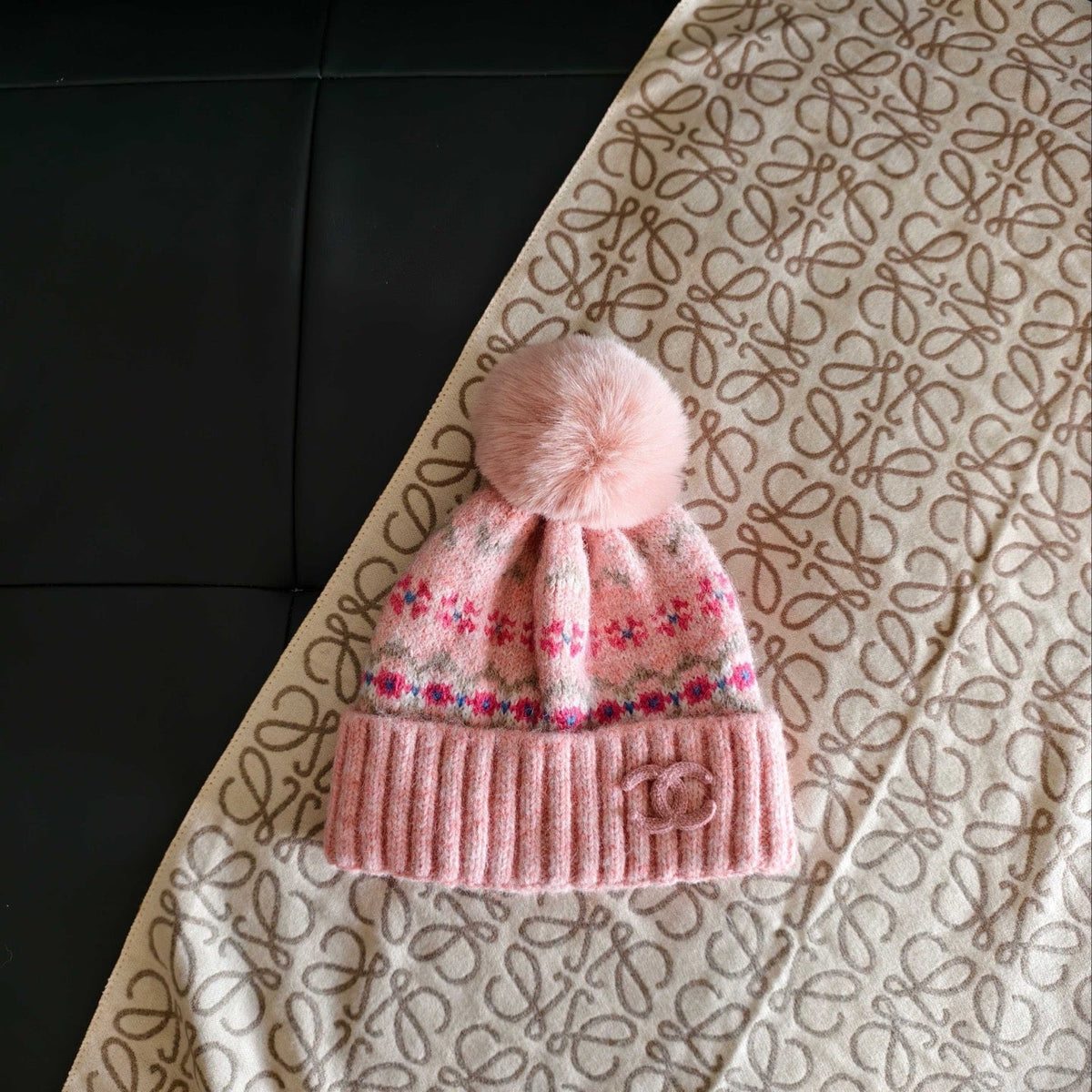Chanel Wool Pom-Pom Beanie Hat 515632