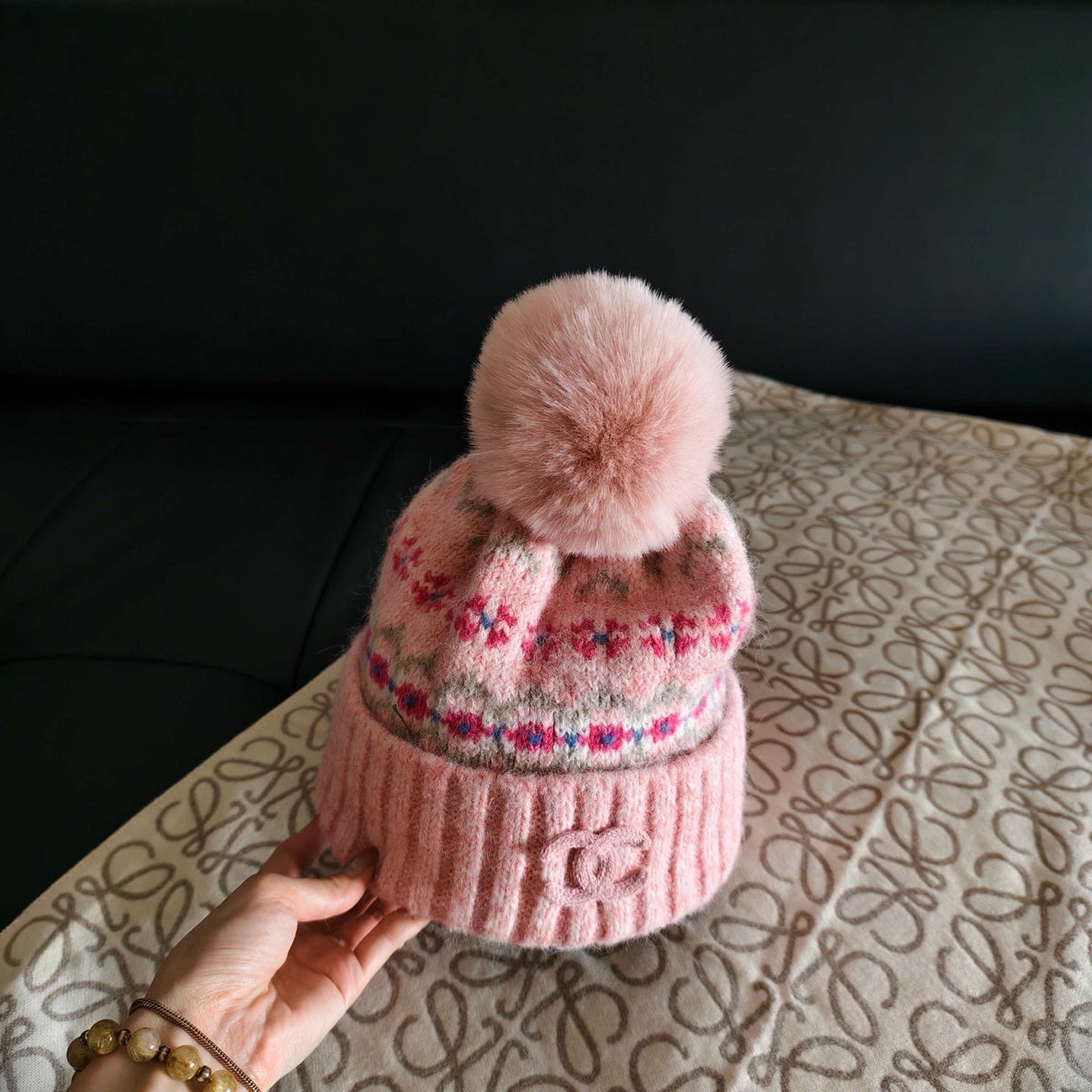Chanel Wool Pom-Pom Beanie Hat 515632