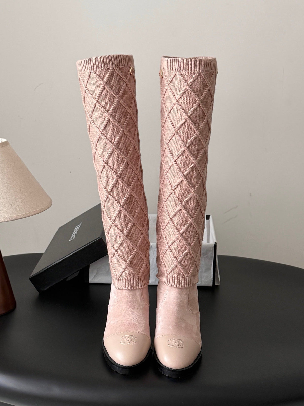 Chanel 2026 Quilted Boots 80mm Knitted Suede 127817
