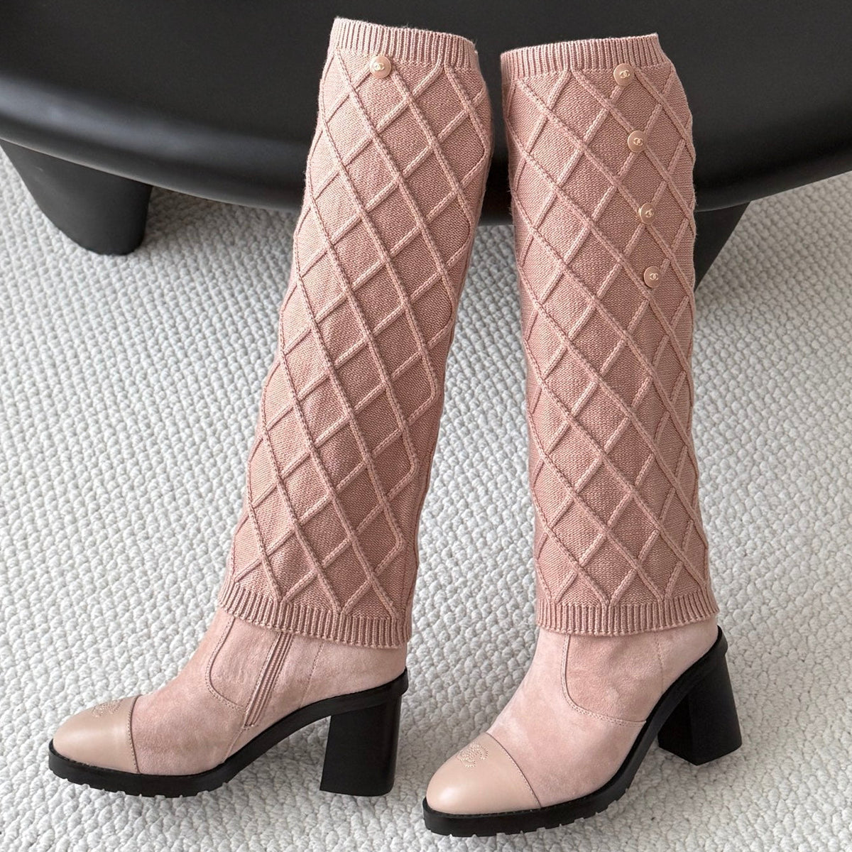 Chanel 2026 Quilted Boots 80mm Knitted Suede 127817