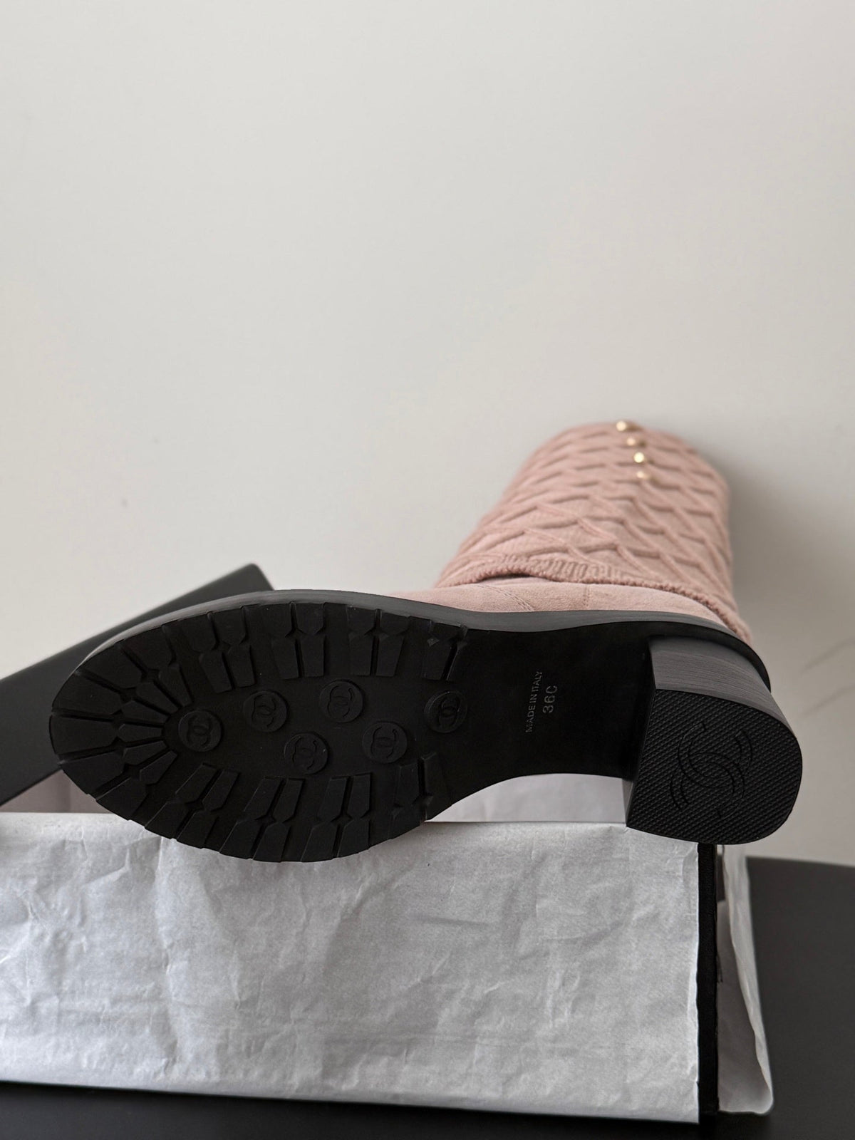 Chanel 2026 Quilted Boots 80mm Knitted Suede 127817