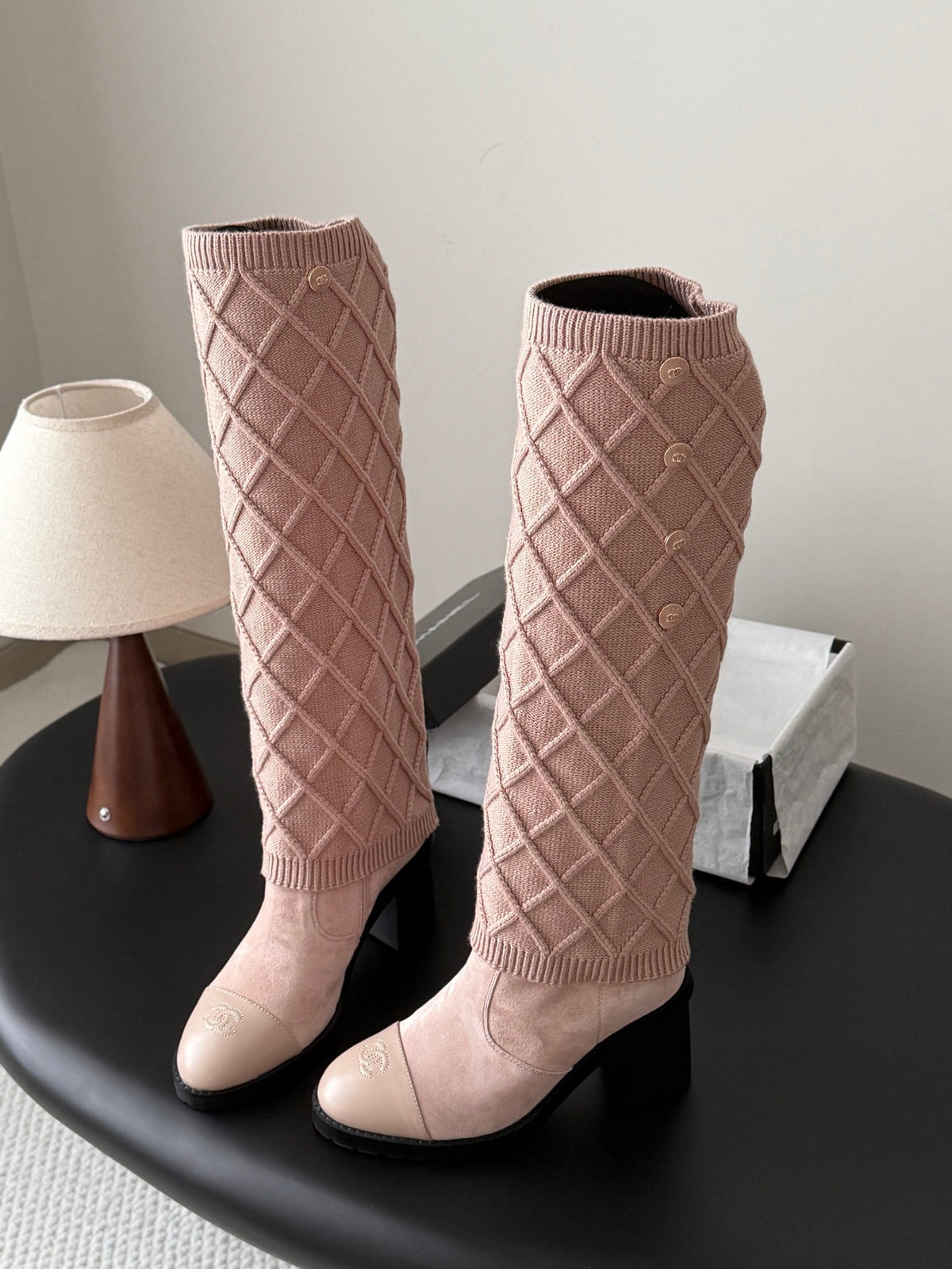 Chanel 2026 Quilted Boots 80mm Knitted Suede 127817