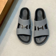 HM Men's Slide Grey Cowhide Leather 589000