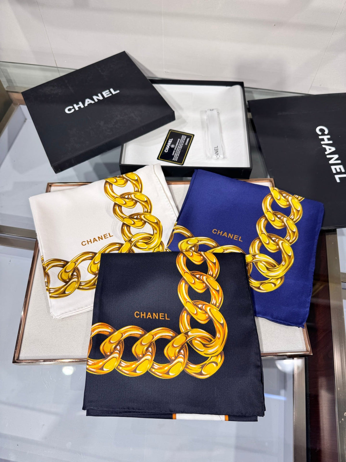 Chanel 2026 CC Logo Square Scarf 90cm Silk 203791