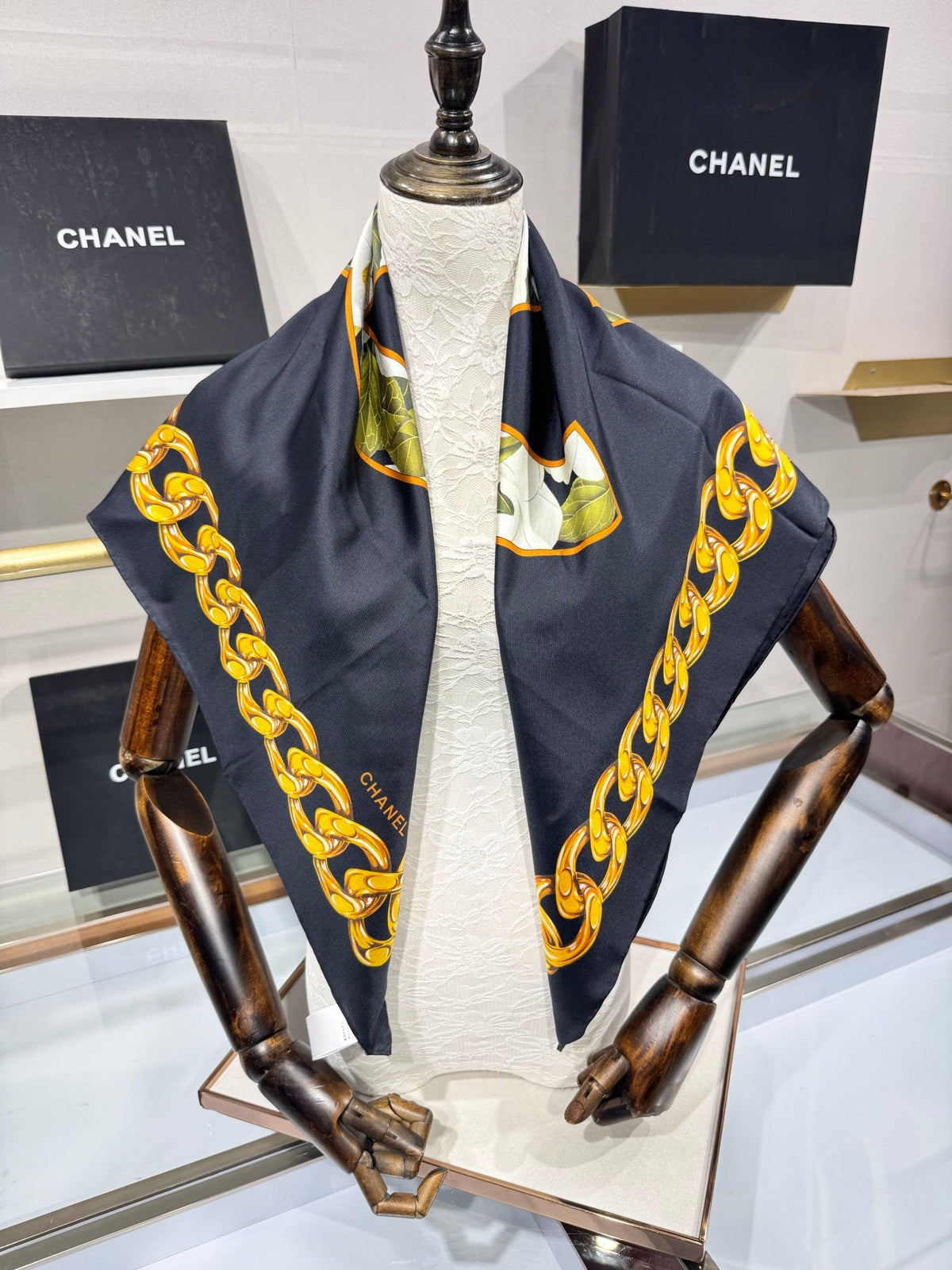 Chanel 2026 CC Logo Square Scarf 90cm Silk 203791